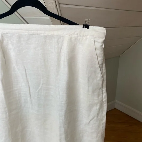 L.L. Bean Linen Classic Fit Straight Midi Skirt Size 18 Reg White A Line Basic - Picture 5 of 16